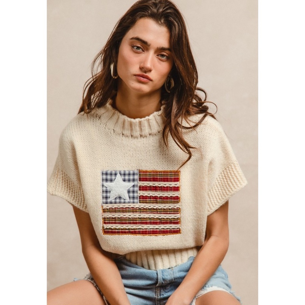 "The Veronica" American Flag Patchwork Drop Shoul… - image 5